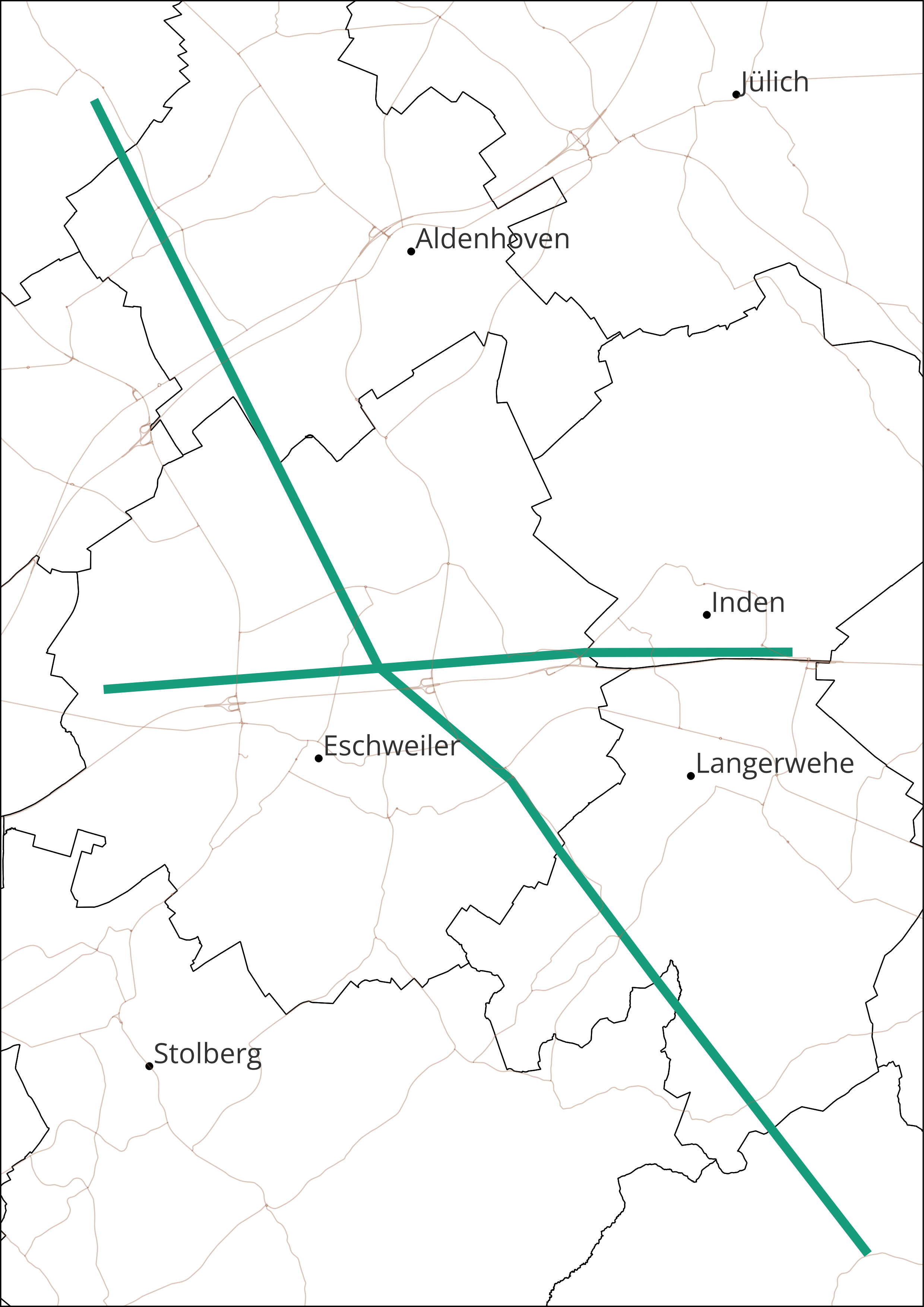 Die Karte zeigt eine grobe Planung der Profillinien vor der Abstimmung mit den Trägern öffentlicher Belange,